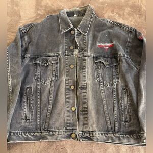 Harley Davidson New York Cafe Black Jean Jacket Sz XL Unisex